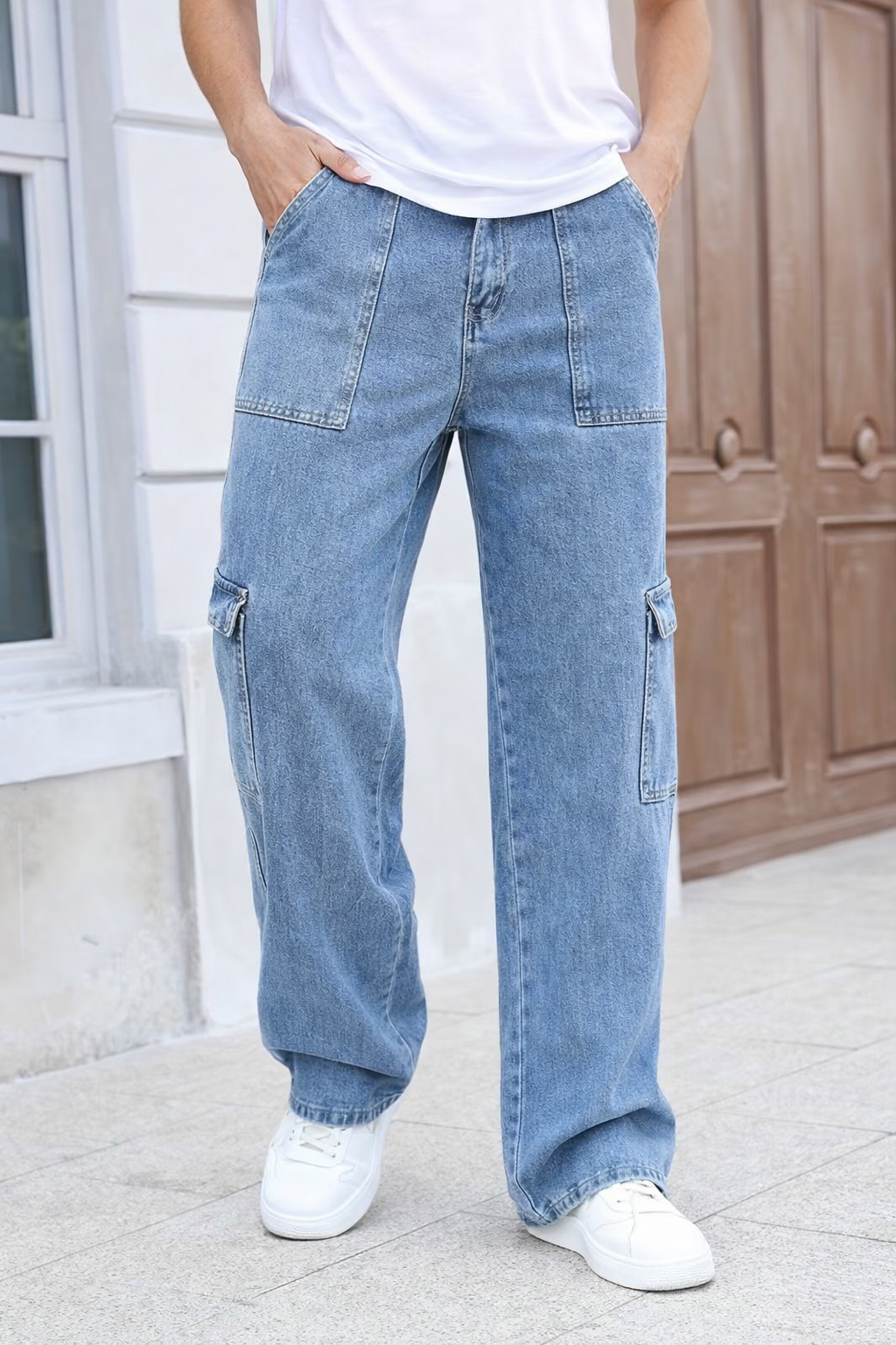 Women’s Street Style Cargo Denim Jeans - Image 3